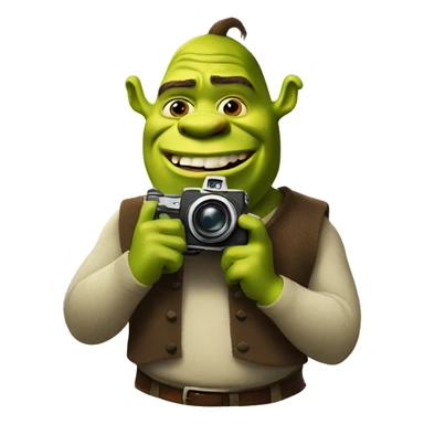 Shrek holding a camera sticker