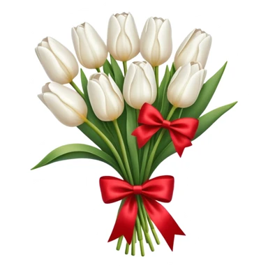 White tulip bouquet with bow sticker