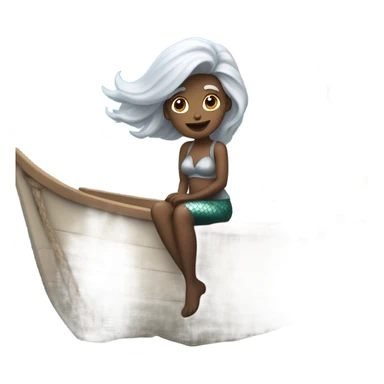 Silver-haired mermaid on a sailboat sticker
