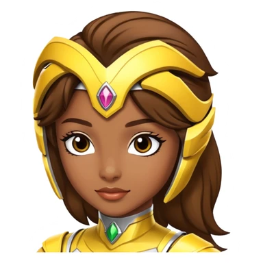 Princess yellow power ranger brown skin brown hair sticker