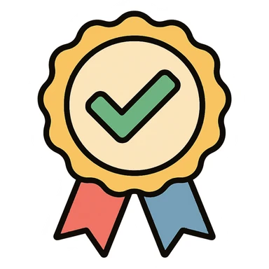 vector icon of a seal of trust with gold and colorful elements, elegant and minimalist flat design, isolated on white background, award badge style, 2D flat vector, trending icon look, soft shadows, no text, perfect for commercial use, icon style, new variation 4 sticker