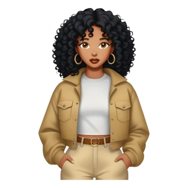 SZA with curly black hair and stylish outfit sticker