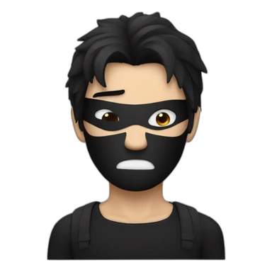 An angry man with black hair and a black mask and black clothes sticker