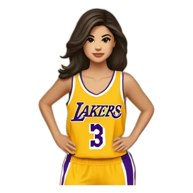 selena gomez with yellow lakers jersey sticker