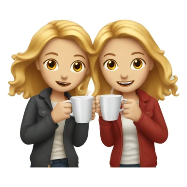 blonde girl and red-headed girl drinking coffee sticker