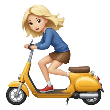 Blonde girl falling off scooter sticker