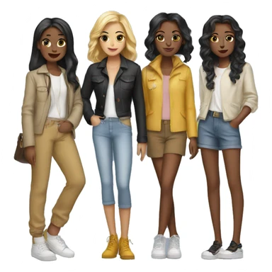 four girls in stylish shoes sticker