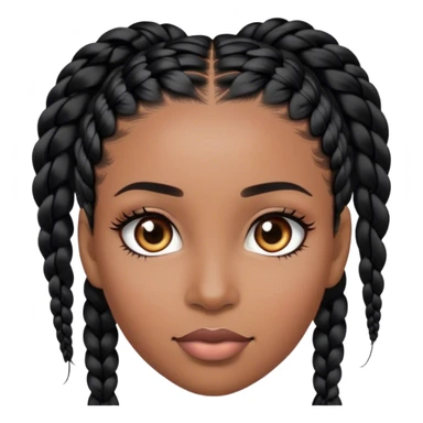 black woman with black braids and lash extensions; skin slightly darker sticker