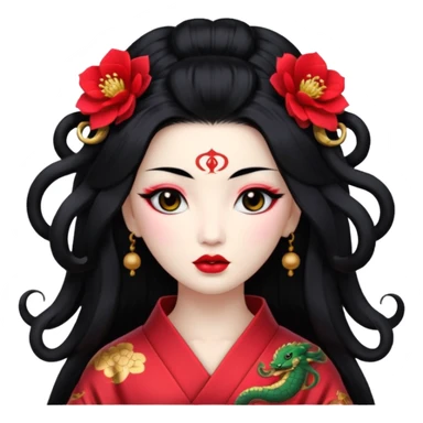 geisha with medusa head  sticker