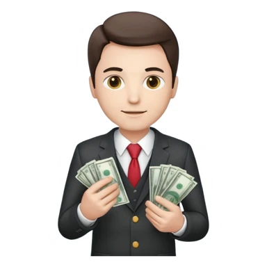 CEO with money in his hands donating to hospital sticker