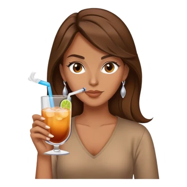 Diva vaping brown hair sexy with cocktail brown top sticker