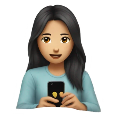 asian girl watching netflix on phone on bed sticker
