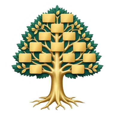 family diagram tree with gold cards sticker