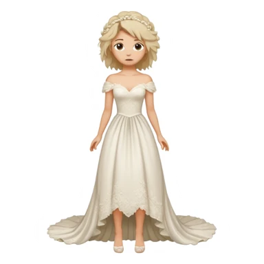 woman teared wedding dress standing on foot sticker