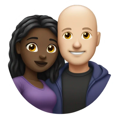 white bald guy and black curvy girl hugging  sticker