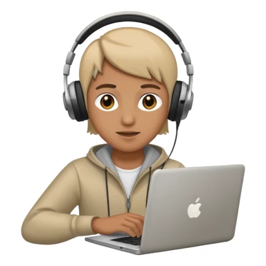 laptop ile çalışan kulaklık tana biri sticker