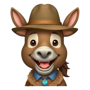 laughing donkey with a mustache wearing hat sticker