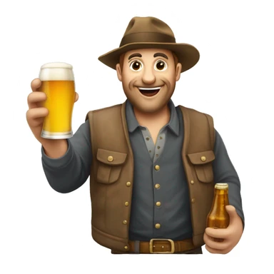 beauf avec une bière dans la main et une calvitie sticker