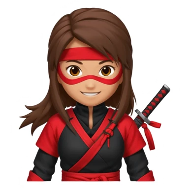 i need girl ninja smile with long brown hair sticker