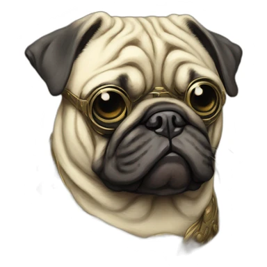 A cyberpunk pug in Art Nouveau style during 1910 sticker
