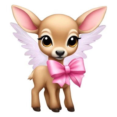 Baby fawn with pink bow and angel wings sticker