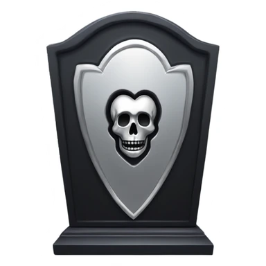 a black tombstone with the inscriptions in silver RIP and a silver heart in the center sticker