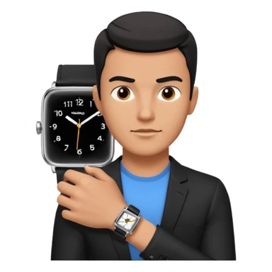 man wearing a black strap watch portrait, head and shoulders only, square jawline, strong facial structure, confident expression, black strap wristwatch visible, 3D cartoon, mobile game icon style, clean background, no text, no watermark
 sticker