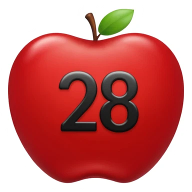 calendar with number 28, bold black numbers, apple style emoji sticker