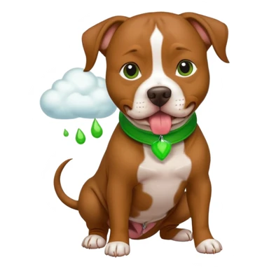 brown pit bull dog with green burp cloud  sticker