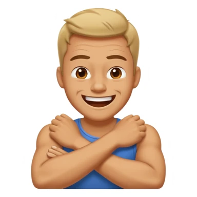 arms crossed around neck angry laughing guy sticker