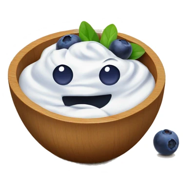 yogurt with blueberries in a wooden bowl sticker
