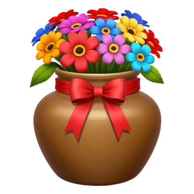 Brown jar with a ribbon and flowers in it sticker
