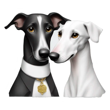 Two aristocrat dog black and white galgo kiss at our old money house  sticker