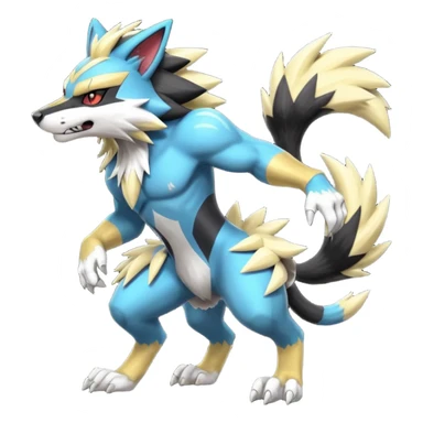 Shiny furry cool Zeraora-Obstagoon-fusion sticker