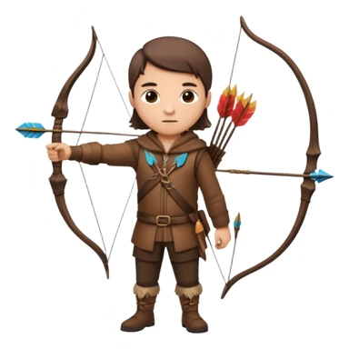 The classic hunter image with a bow and arrow on his back, dressed in brown with some animal made decorations sticker