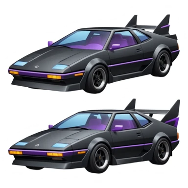  the animated series Batgirl’s aerodynamic opulent dark knight  futuristic concept loosely based on Toyota 1986 AE86 (flat long straight faceted mechanical body) winged stealthy street hot rod  sticker