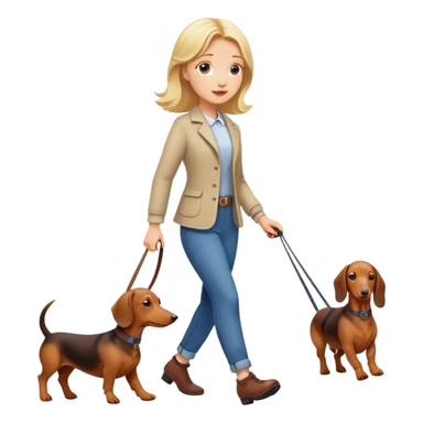 blonde girl walking with dachshund sticker