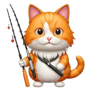 cat holding fishing rod sticker