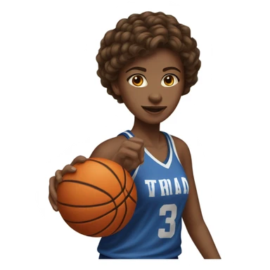 short hair brown hair with highlights girl playing basketball sticker