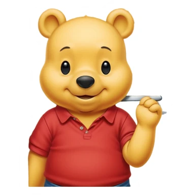 Winnie the Pooh at locked wooden door sticker