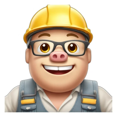 happy little pig dressed as builder ready to build his home from bricks and cement sticker