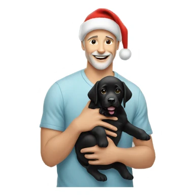 Santa Claus holding a 14 week old black Labrador  sticker