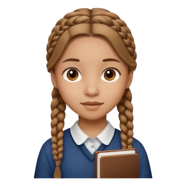 brown braid hair girl kid, student sticker