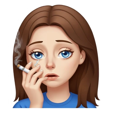 Girl crying while smoking weed brown hair, blue eyes sticker