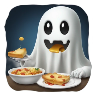 ghost eating french cuisine sticker