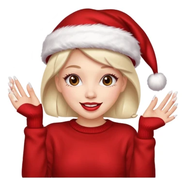 Sassy, cunty, girly Santa with big lips, fake nails, and a sweater, and a santa hat sticker