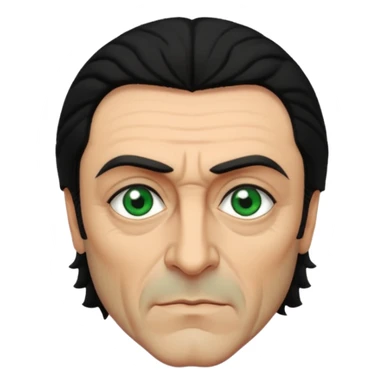 Ian McShane with green eyes, black hair sticker