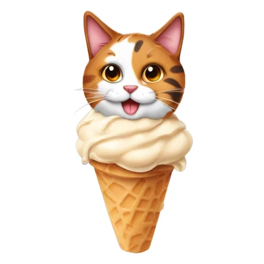calico cat with icecream  sticker