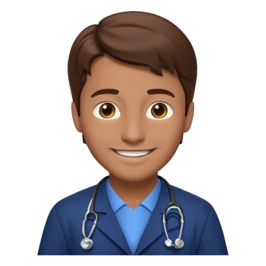 doctor hombre con uniforme azul oscuro cabello marron sticker