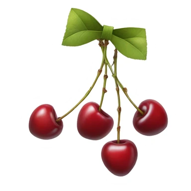 A bow with two short strings hanging down. From its center, two cherry stems with cherries extend downward.  sticker